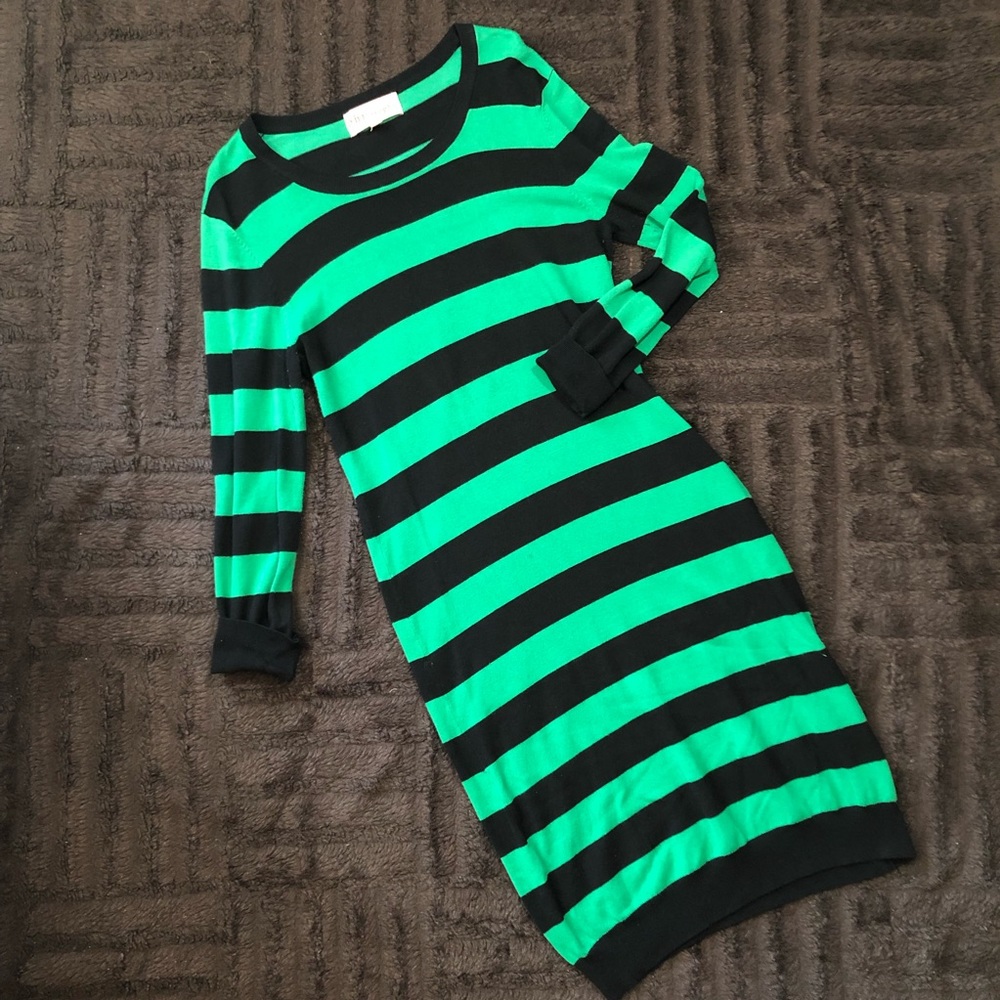 Striped Sweater Dress, Size Medium.